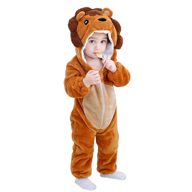 MICHLEY Halloween Winter Baby Rompers Hooded Flannel Cosplay Toddler Infant Clothes Bodysuits Jumpsuit Costume For Girl Boy