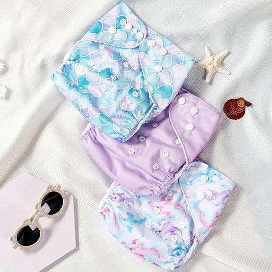 3 PCS Adjustable Size Washable Diapers Soft Skin-Friendly Breathable for Babies 3-15kg