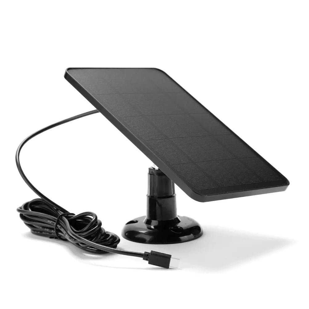 10W 5V Solar Panel Micro USB & USB-C Port Solar Charging Panel 9.8 Ft Charging Cable for Security Camera for Eufycam 3C/2C/2 Pro