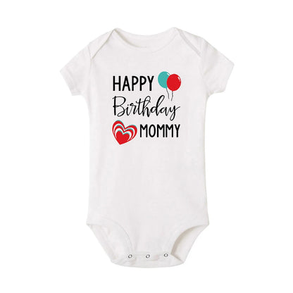 Happy Birthday Daddy Mommy Baby Boys Girls Romper Bodysuit Infant Funny Letter Jumpsuit Outfit Toddler Party Clothes 0-24 Months