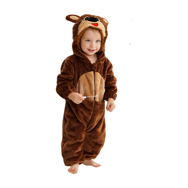 MICHLEY Halloween Winter Baby Rompers Hooded Flannel Cosplay Toddler Infant Clothes Bodysuits Jumpsuit Costume For Girl Boy