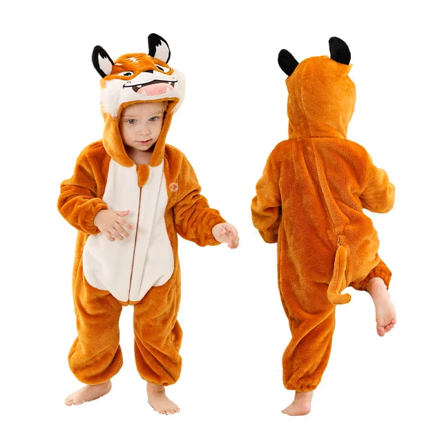 MICHLEY Halloween Winter Baby Rompers Hooded Flannel Cosplay Toddler Infant Clothes Bodysuits Jumpsuit Costume For Girl Boy