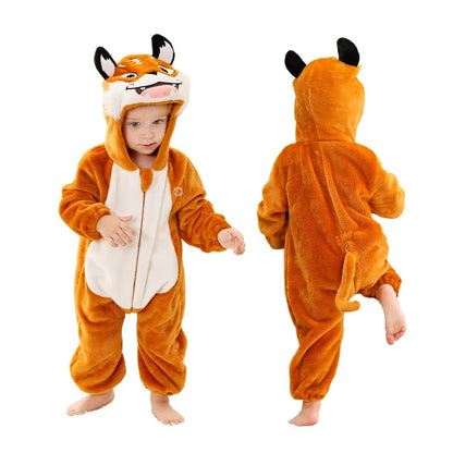MICHLEY Halloween Winter Baby Rompers Hooded Flannel Cosplay Toddler Infant Clothes Bodysuits Jumpsuit Costume For Girl Boy
