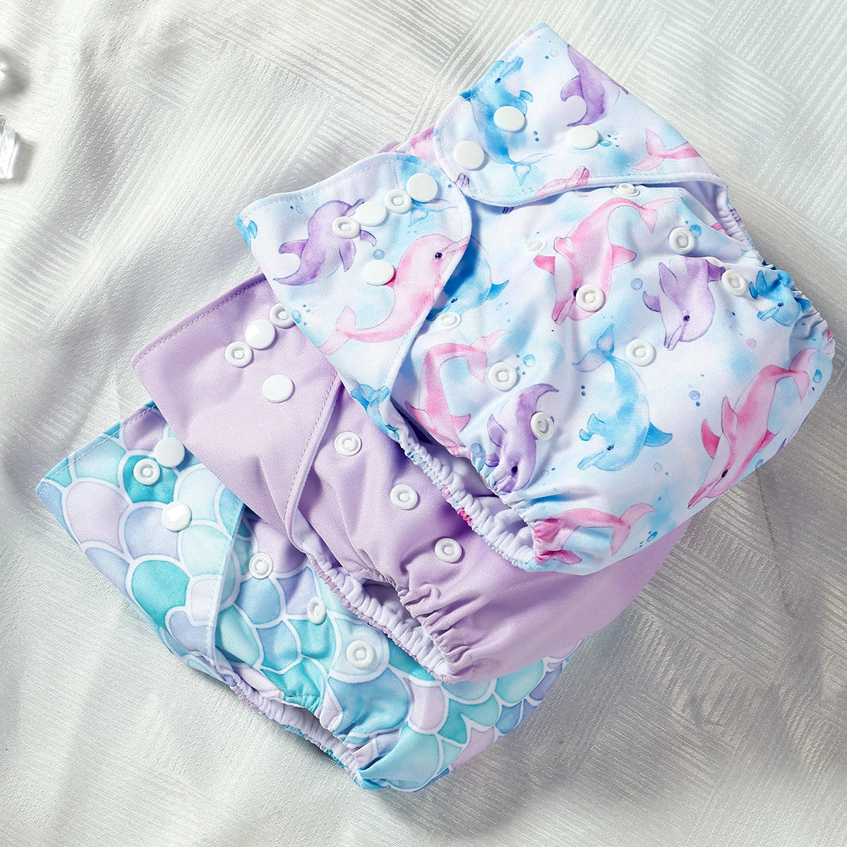 3 PCS Adjustable Size Washable Diapers Soft Skin-Friendly Breathable for Babies 3-15kg