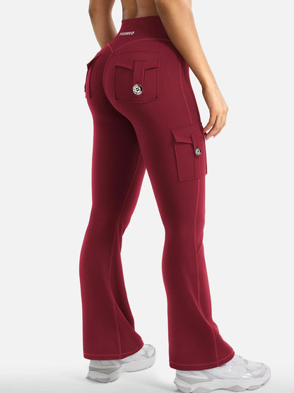 Essential Women's Fitness Pants: High-Waisted Flared Workout Pants with Pockets, Shaping and Tummy-Control Fitness Pants.