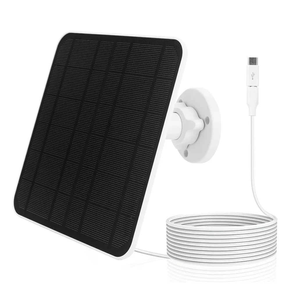 10W 5V Solar Panel Micro USB & USB-C Port Solar Charging Panel 9.8 Ft Charging Cable for Security Camera for Eufycam 3C/2C/2 Pro