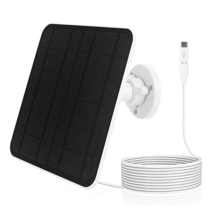 10W 5V Solar Panel Micro USB & USB-C Port Solar Charging Panel 9.8 Ft Charging Cable for Security Camera for Eufycam 3C/2C/2 Pro