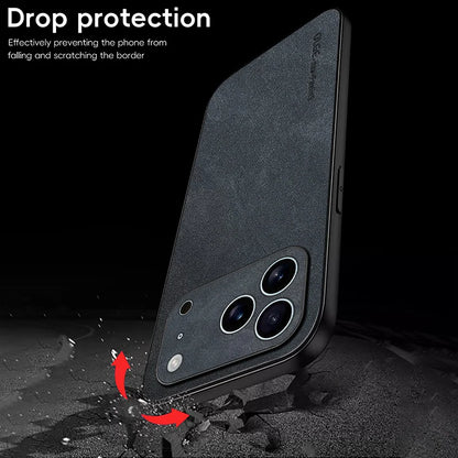 Luxury Leather Phone Case For iPhone 16 15 14 13 12 17 Pro Max 16 Plus 17 Air Cases Sheepskin Vintage Shockproof Soft Back Cover