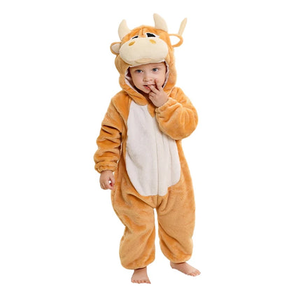 MICHLEY Halloween Winter Baby Rompers Hooded Flannel Cosplay Toddler Infant Clothes Bodysuits Jumpsuit Costume For Girl Boy