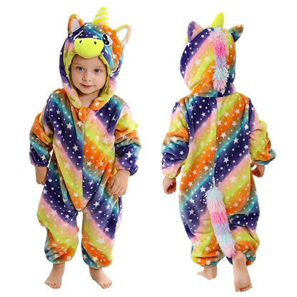 MICHLEY Halloween Winter Baby Rompers Hooded Flannel Cosplay Toddler Infant Clothes Bodysuits Jumpsuit Costume For Girl Boy