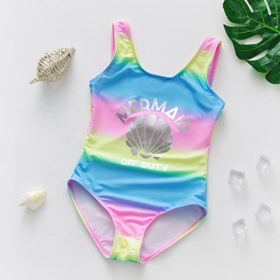 Baby Girl Fish Scale Print Swimsuit One-Piece Backless Swimwear Floral Zipper Ruffle Toddler Bathing Suit Beach Outfit 2-8Years
