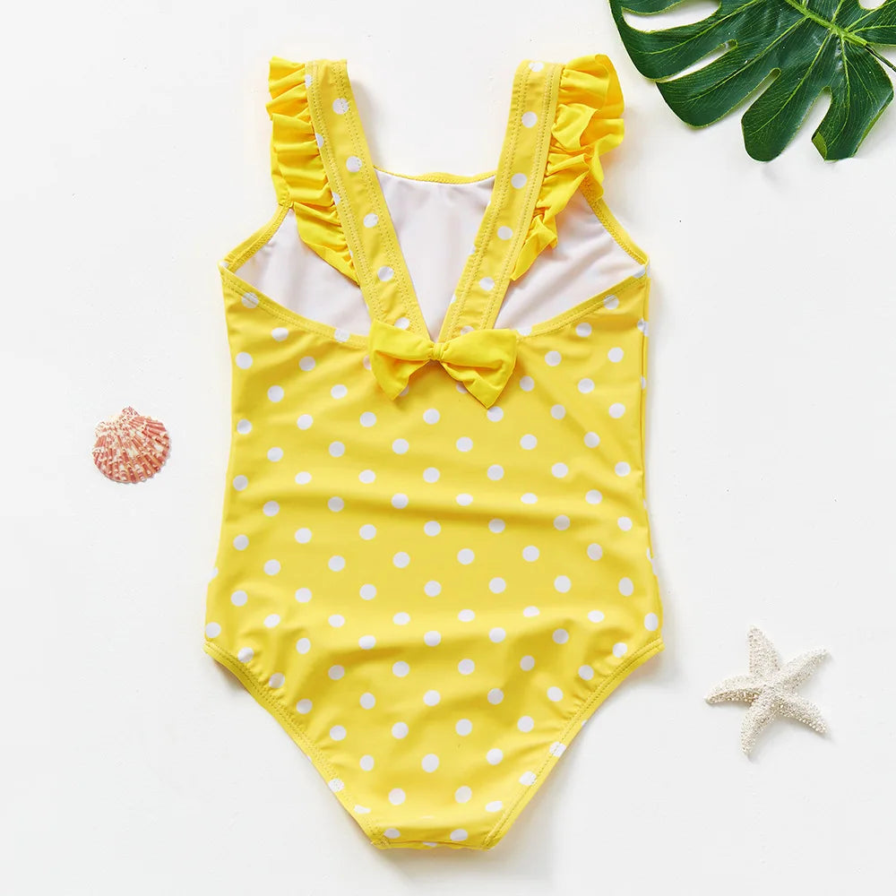 Baby Girl Fish Scale Print Swimsuit One-Piece Backless Swimwear Floral Zipper Ruffle Toddler Bathing Suit Beach Outfit 2-8Years