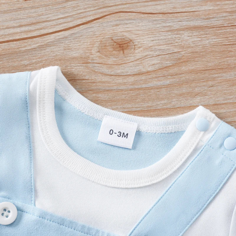 Newborn boys, girls and babies summer leave 2 pieces Father's Day I love my father short-sleeved round-neck jumpsuit