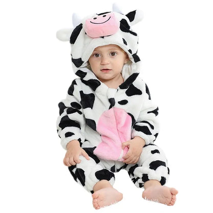 MICHLEY Halloween Winter Baby Rompers Hooded Flannel Cosplay Toddler Infant Clothes Bodysuits Jumpsuit Costume For Girl Boy