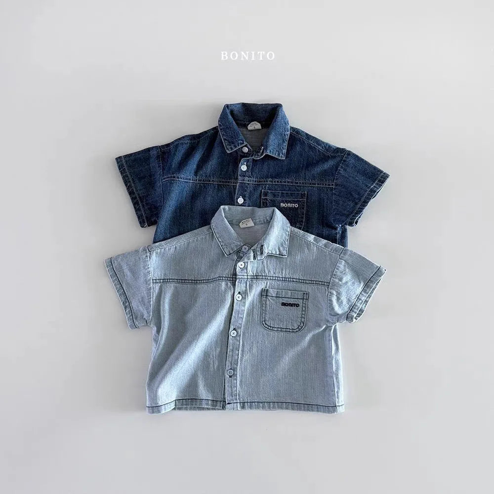 2025 Summer New Baby Short Sleeve Denim Clothes Set Infant Girl Denim Shirts + Shorts 2pcs Suit Cute Toddler Boys Outfits