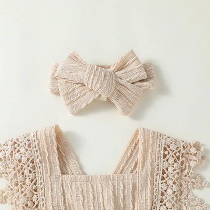 2024 New Style Baby Girls Summer Sleeveless Solid With Bow Fashion  Outdoor Streetwear Dress