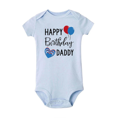 Happy Birthday Daddy Mommy Baby Boys Girls Romper Bodysuit Infant Funny Letter Jumpsuit Outfit Toddler Party Clothes 0-24 Months