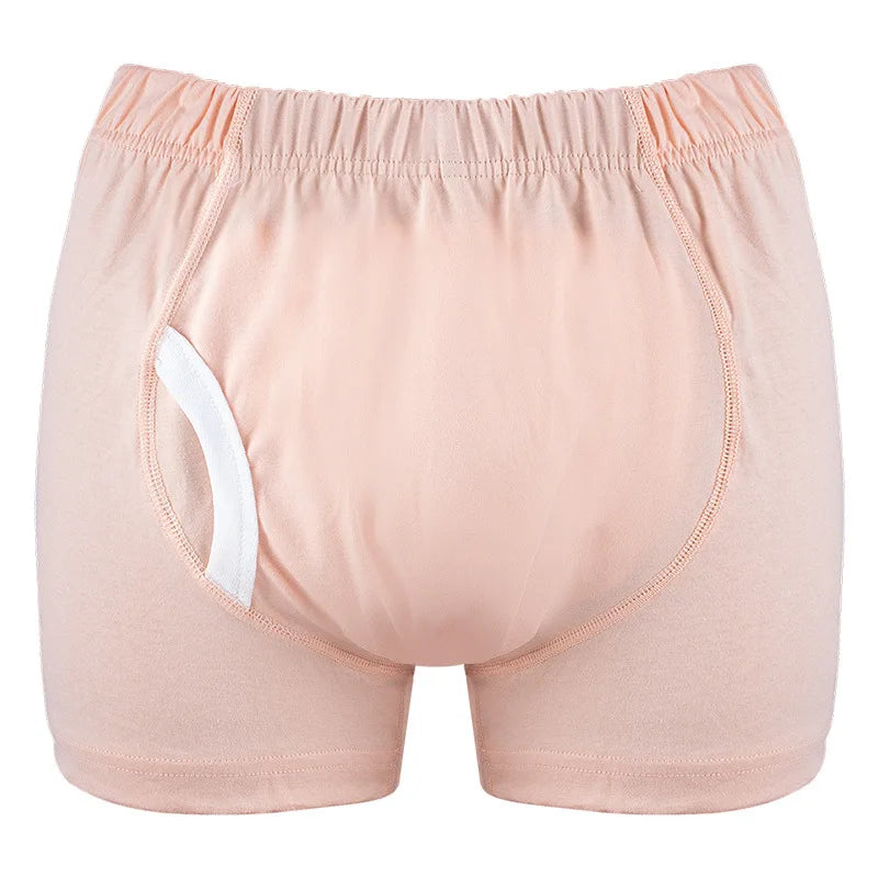 Adult Diaper Men's Washable Incontinence Shorts Open Underwear Adult Patient Reusable Breathable Pant Diaper for Elderly