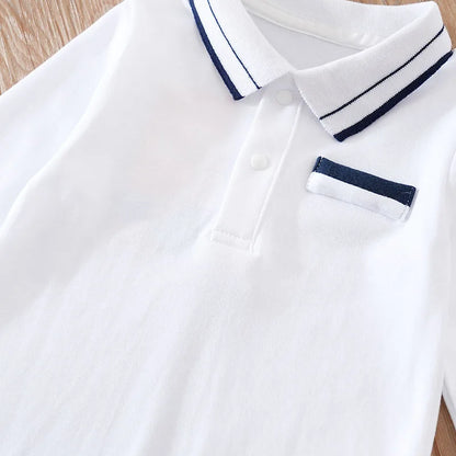 Baby Clothing Solid Color Polo Shirt Spring and Autumn Long Sleeve Cotton Boys and Girls' Bodysuit