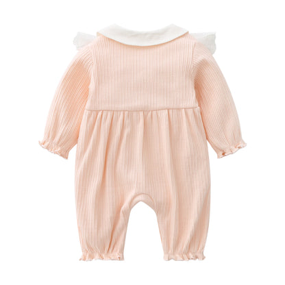 Ruffles Lace Newborn Baby Girl Clothes Long Sleeve Princess Jumpsuit Spring Infant Girls Rompers + Hats