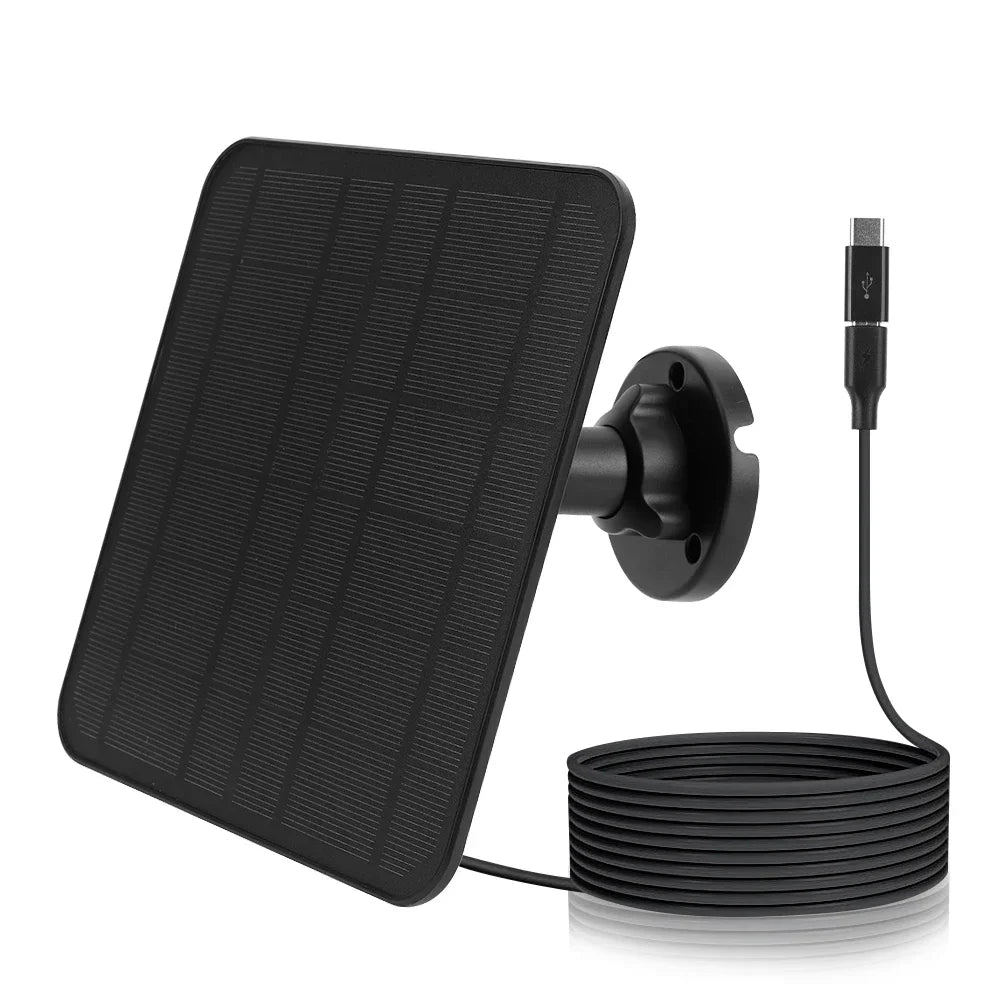 10W 5V Solar Panel Micro USB & USB-C Port Solar Charging Panel 9.8 Ft Charging Cable for Security Camera for Eufycam 3C/2C/2 Pro