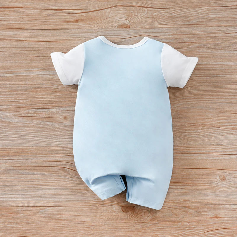 Newborn boys, girls and babies summer leave 2 pieces Father's Day I love my father short-sleeved round-neck jumpsuit