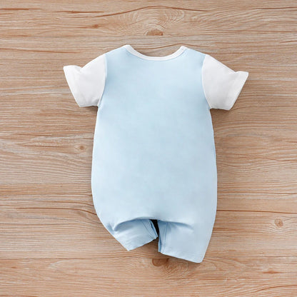 Newborn boys, girls and babies summer leave 2 pieces Father's Day I love my father short-sleeved round-neck jumpsuit