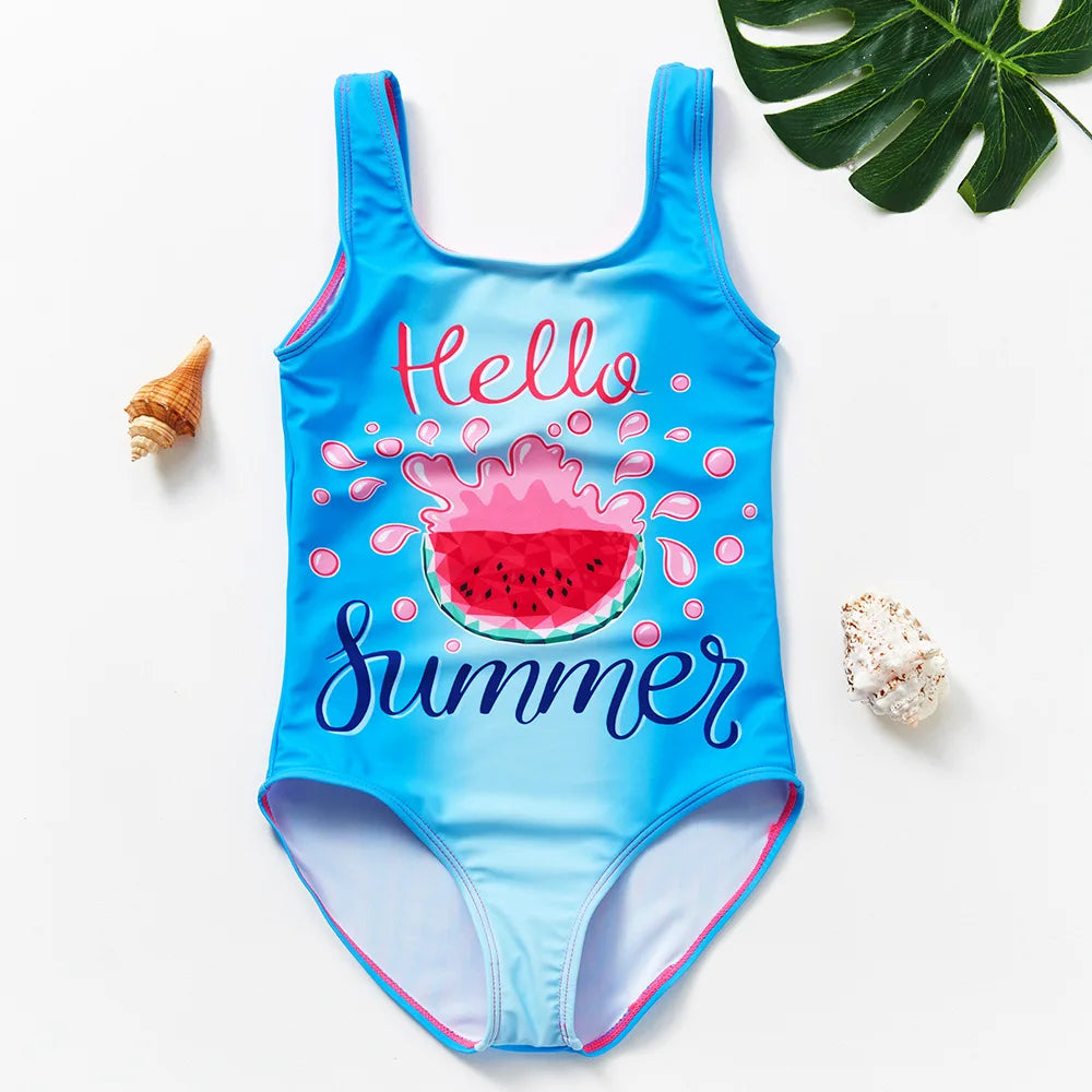 Baby Girl Fish Scale Print Swimsuit One-Piece Backless Swimwear Floral Zipper Ruffle Toddler Bathing Suit Beach Outfit 2-8Years