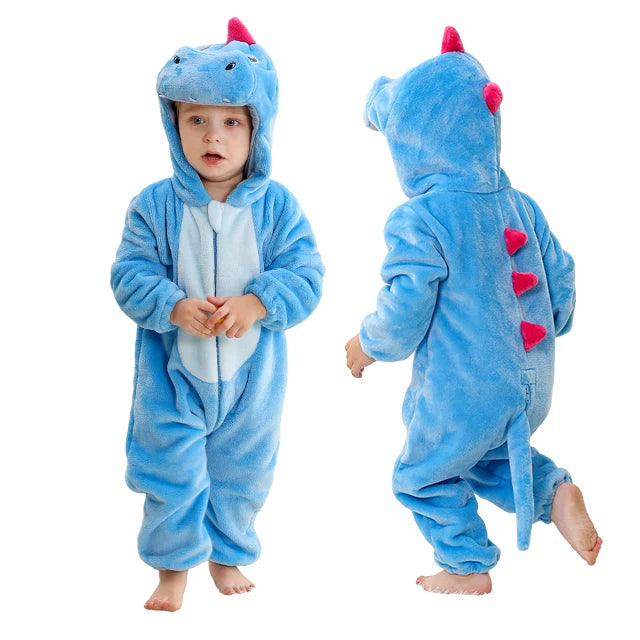 MICHLEY Halloween Winter Baby Rompers Hooded Flannel Cosplay Toddler Infant Clothes Bodysuits Jumpsuit Costume For Girl Boy