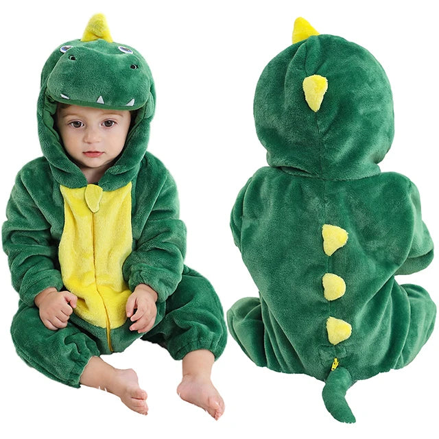 MICHLEY Halloween Winter Baby Rompers Hooded Flannel Cosplay Toddler Infant Clothes Bodysuits Jumpsuit Costume For Girl Boy