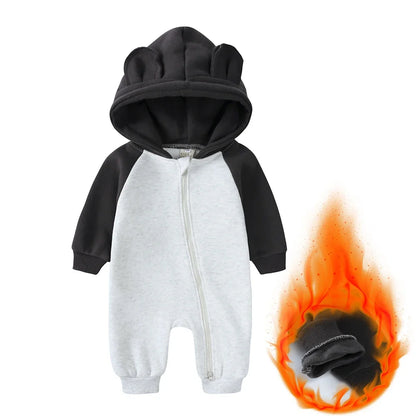 2025 Baby Romper Newborn Jumpsuit  Warm Infant Onesies Thicken Fleece Bear Hooded Toddler Girl Jumpsuit Newborn Boy Pyjamas