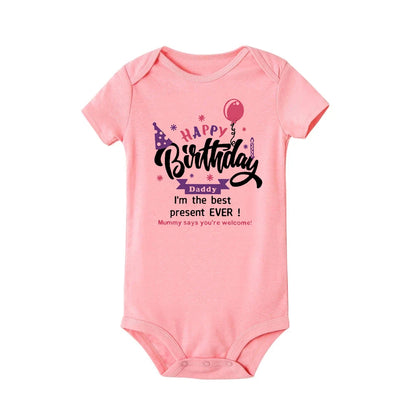 Happy Birthday Daddy Mommy Baby Boys Girls Romper Bodysuit Infant Funny Letter Jumpsuit Outfit Toddler Party Clothes 0-24 Months