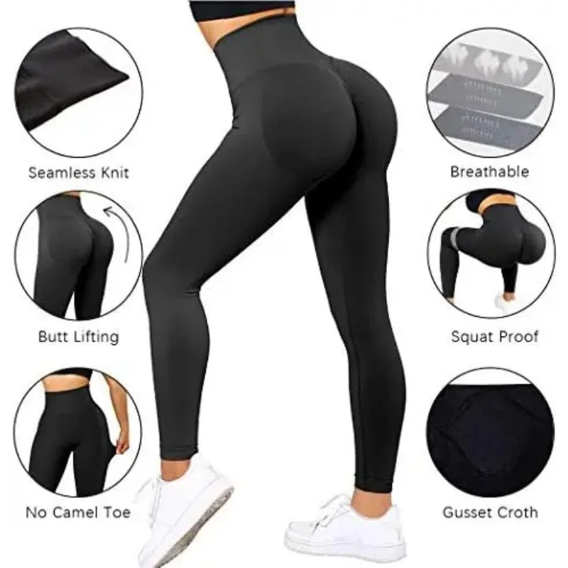 2023 Seamless Knitted Fitness GYM Pants Women's High Waist and Hips Tight Peach Buttocks High Waist Nude Yoga Pants