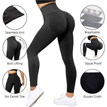 2023 Seamless Knitted Fitness GYM Pants Women's High Waist and Hips Tight Peach Buttocks High Waist Nude Yoga Pants