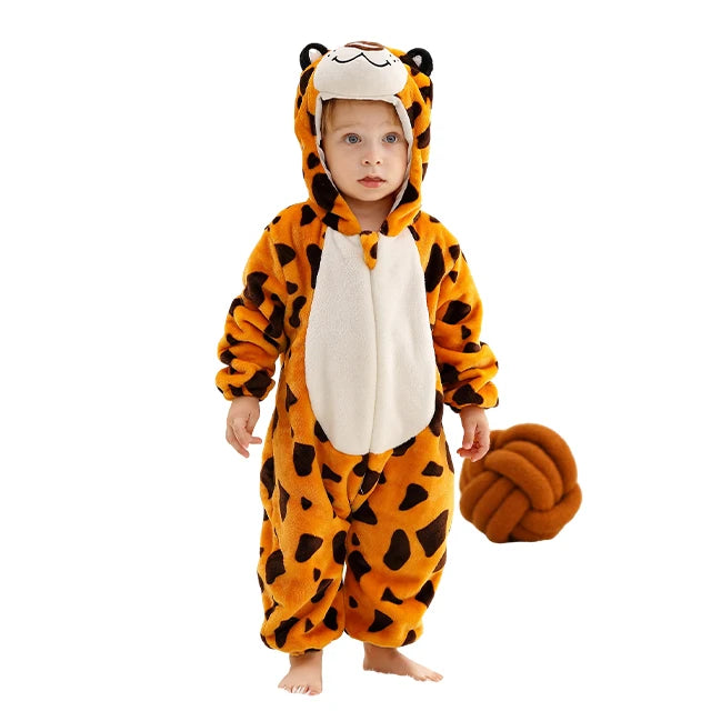 MICHLEY Halloween Winter Baby Rompers Hooded Flannel Cosplay Toddler Infant Clothes Bodysuits Jumpsuit Costume For Girl Boy