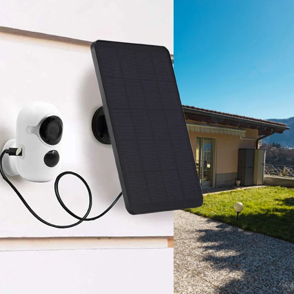 10W 5V Solar Panel Micro USB & USB-C Port Solar Charging Panel 9.8 Ft Charging Cable for Security Camera for Eufycam 3C/2C/2 Pro