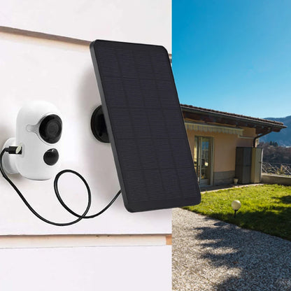 10W 5V Solar Panel Micro USB & USB-C Port Solar Charging Panel 9.8 Ft Charging Cable for Security Camera for Eufycam 3C/2C/2 Pro