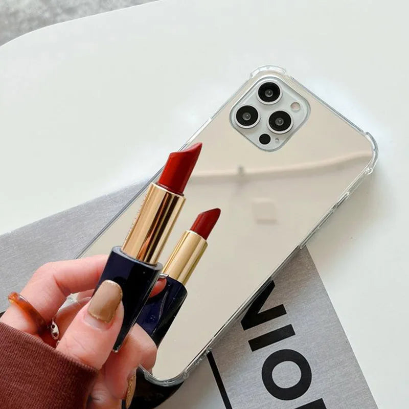 Mirror Phone Cases For IPhone 17 16 15 14 13 12 11 Pro Max Xr Xs 8 7 Plus SE2/SE3 Shockproof Soft TPU Cover