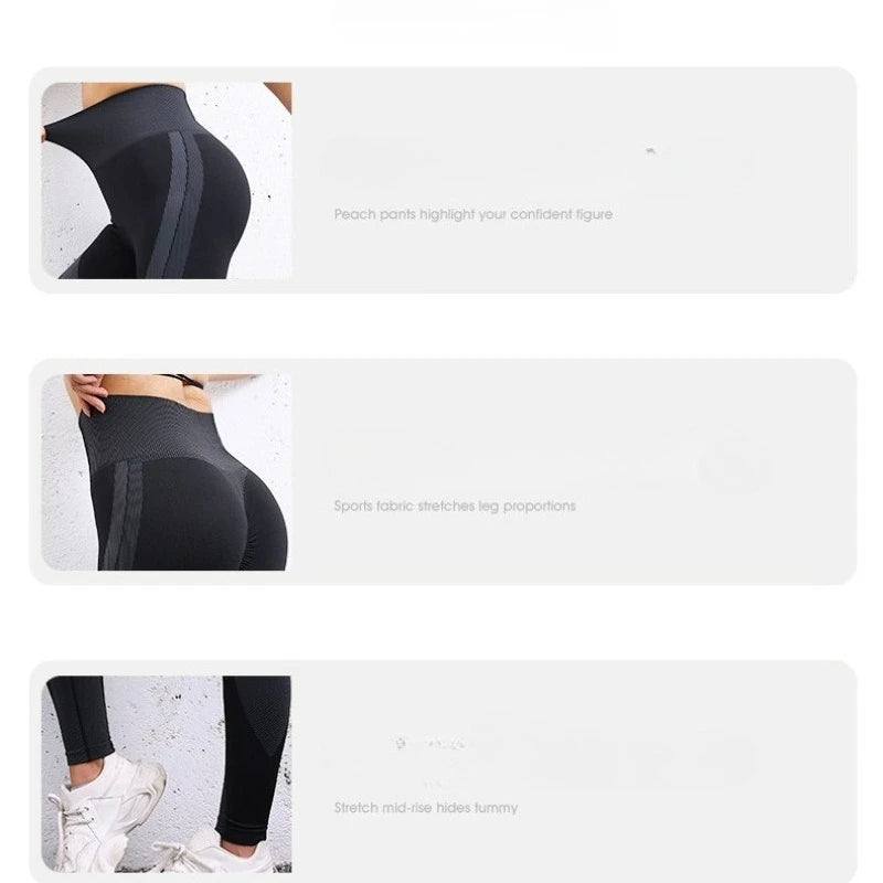 Women's Seamless Breathable Yoga Pants with High Waist and Hip Lifting, Tight Fitting Sports Pants, Running and Fitness Pants
