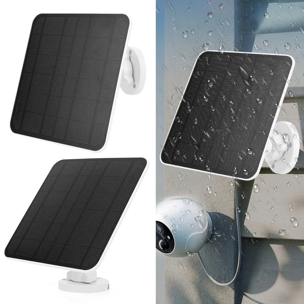 10W 5V Solar Panel Micro USB & USB-C Port Solar Charging Panel 9.8 Ft Charging Cable for Security Camera for Eufycam 3C/2C/2 Pro