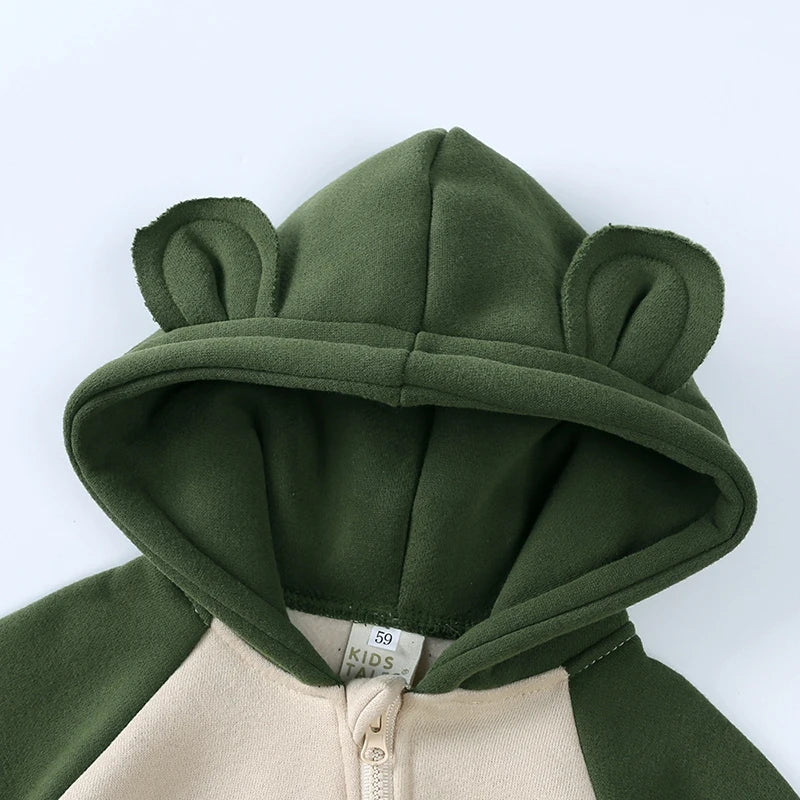 2025 Baby Romper Newborn Jumpsuit  Warm Infant Onesies Thicken Fleece Bear Hooded Toddler Girl Jumpsuit Newborn Boy Pyjamas