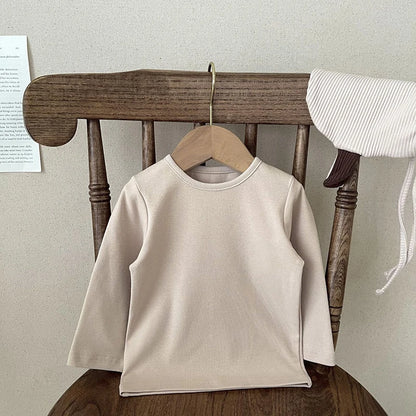 2025 Spring Newborn Baby Boys Girls Cotton T-shirt Clothes Toddler Crewneck Long Sleeve Solid Casual Autumn Tops Tees 3-36Months