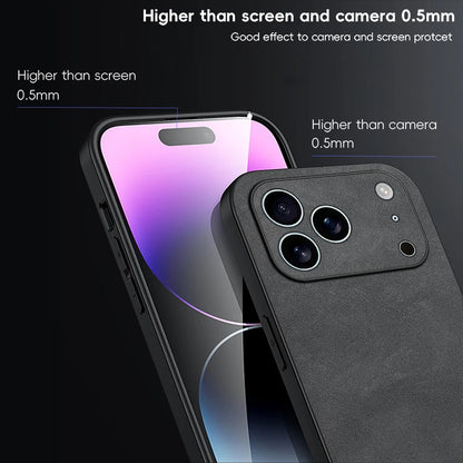 Luxury Leather Phone Case For iPhone 16 15 14 13 12 17 Pro Max 16 Plus 17 Air Cases Sheepskin Vintage Shockproof Soft Back Cover