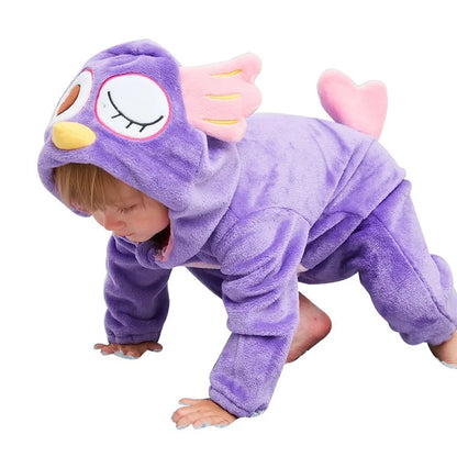 MICHLEY Halloween Winter Baby Rompers Hooded Flannel Cosplay Toddler Infant Clothes Bodysuits Jumpsuit Costume For Girl Boy