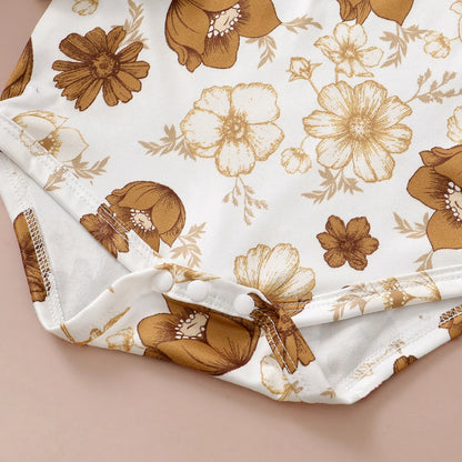 0-12 Months Newborn Baby Girl Set Beautiful Camellia Top+Suspender Skirt+Headband 3pcs Baby Girl Spring and Autumn Fashion Set