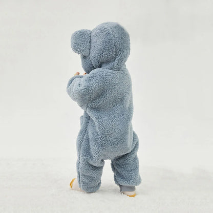 1-24M Newborn Baby Rompers Cute Fleece Infant Boy Girls Overalls Toddler Hooded Pajamas