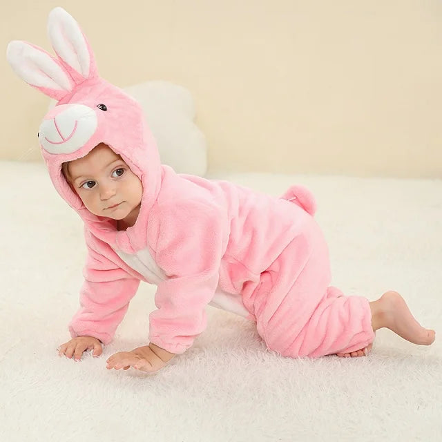 MICHLEY Halloween Winter Baby Rompers Hooded Flannel Cosplay Toddler Infant Clothes Bodysuits Jumpsuit Costume For Girl Boy