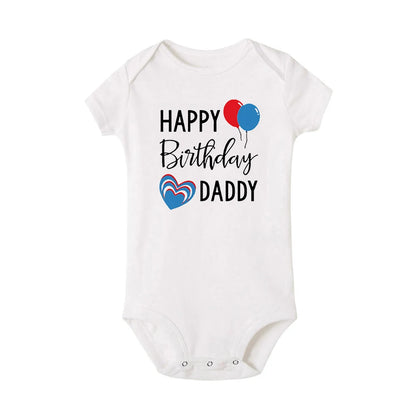 Happy Birthday Daddy Mommy Baby Boys Girls Romper Bodysuit Infant Funny Letter Jumpsuit Outfit Toddler Party Clothes 0-24 Months