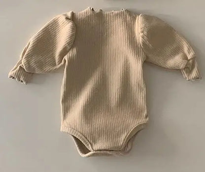 Infant Soft Cotton Long Sleeve Bodysuit Solid Newborn Baby Girl Jumpsuit Toddler Loose Puff Sleeve Pajamas Cute Clothes 0-24M