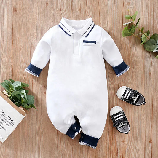 Baby Clothing Solid Color Polo Shirt Spring and Autumn Long Sleeve Cotton Boys and Girls' Bodysuit